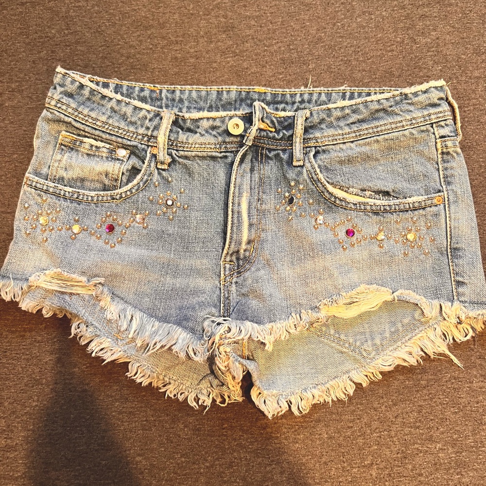 Divided low rise denim jeans with rhinestones